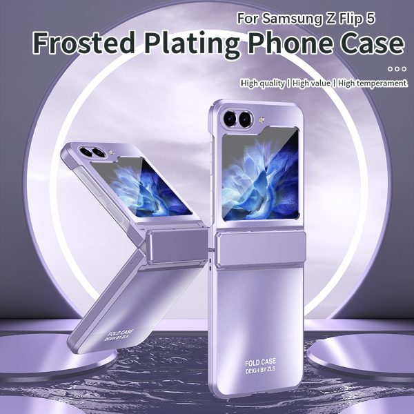 For Samsung Zflip5 Foldable Screen Mobile Phone Case Electroplate PC Cover Shockproof Protective Phone Case