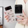 For Samsung zflip5 Folding screen Clamshell Transparent Love phone case with zflip6 silver foil glitter ins