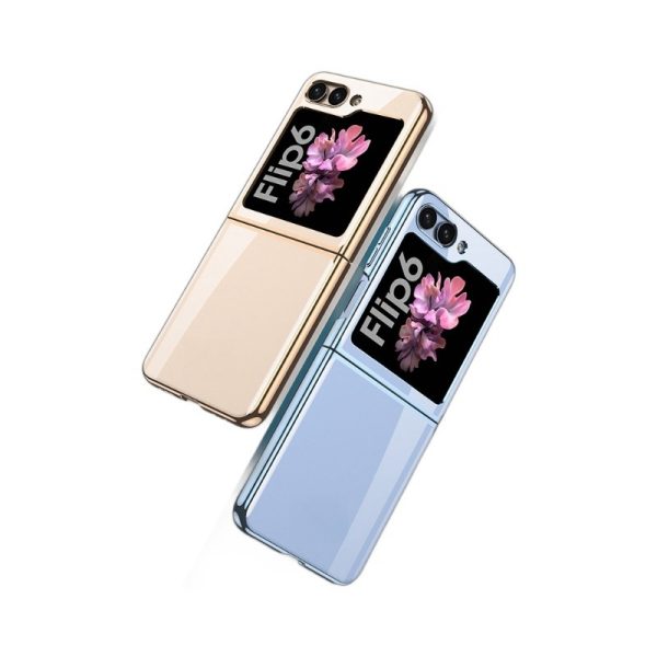 For Samsung ZFlip6 Ultra-Thin Mobile Phone Case Transparent Plating Cross-Border Simple Anti-Fall Cover for Folding Screen