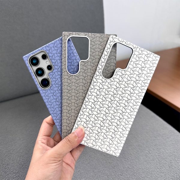 Geometric Checkered Leather (PU+PC) For Samsuang a25 back cover hard case For Samsung galaxy a35 5g phone case A55 S22 S23 S24