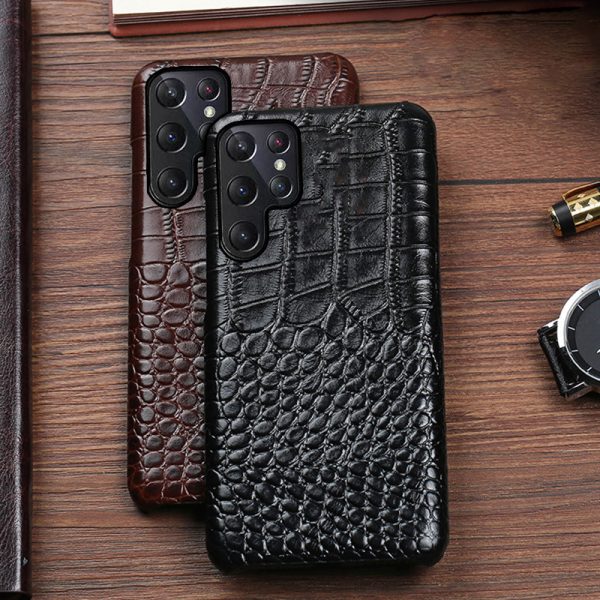 High Quality Real Genuine Leather Mobile Back Cover For Samsung S23 S22 S21 S20 Ultra Case Slim Leather Luxury Retro Phone Case