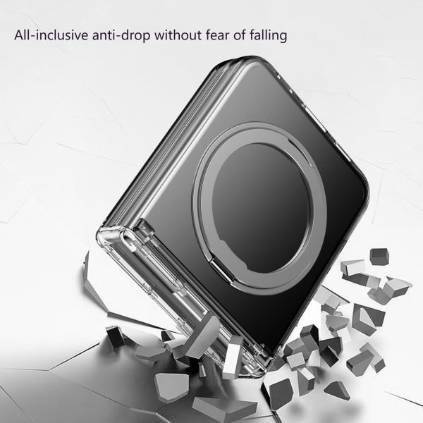 Hot Selling For Samsung Zflip6 Foldable Phone Case With Transparent Rotating Magnetic Bracket