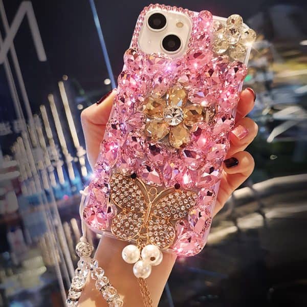 Jmax Luxury Bling Diamond Butterfly Flower Women Girls 3D Rhinestone Phone Case For iPhone 11 12 13 14 15 16 X XR XS Pro Max