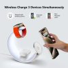 Magnetic Moon Shape 4 in 1 LED Wireless Charger Fast Charging Bracket For Mobile Phone watch AirPods