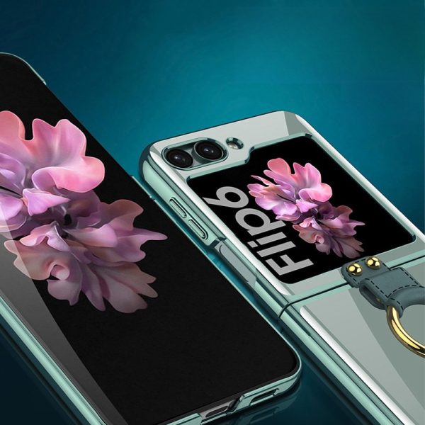 New Electroplated Phantom Anti-Fall Protective Cover for Samsung Zflip6 Flip6 Ring Bracket Mobile Phone Case