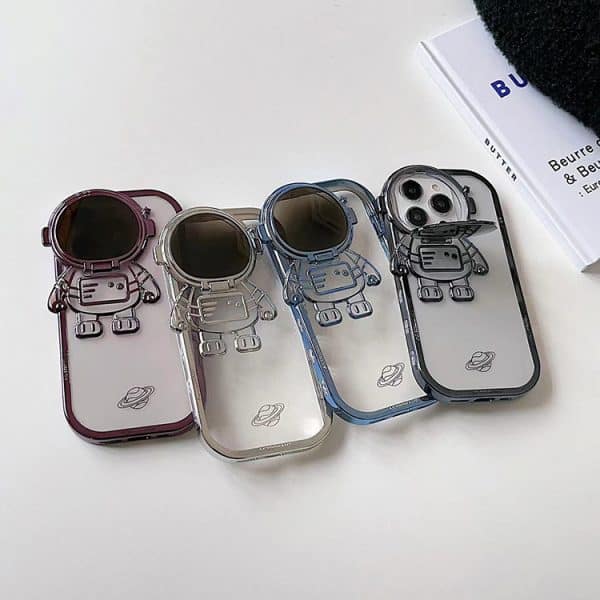 New Mobile Phone Accessories Case Bling Transparent Cover Bracket Holder For iPhone Cute 6D Astronaut Plating Phone Case