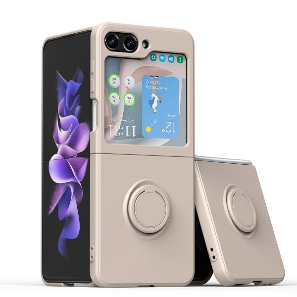 New Style For Samsung Zflip5 Folding Screen Phone Case One Finger Ring Silicone Protective Case