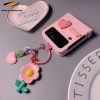 Pink Color Flower Lovely 3D Heart Shape PC Phone Cases For Samsung Galax ZFlip3 Flip4 Anti Fall Protective Cover