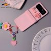 Pink Color Flower Lovely 3D Heart Shape PC Phone Cases For Samsung Galax ZFlip3 Flip4 Anti Fall Protective Cover