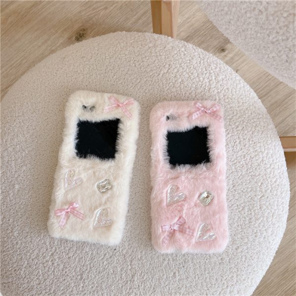 Plush 3D Star Phone Case for Samsung zflip5 Folding Screen Mobile Phone Case Winter flip4 zflip3 Furry Soft Protective Cover