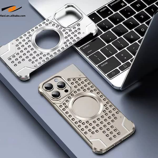 Titanium Alloy Rimless Case For iPhone 16 Pro Max Plus For Samsung S24 Ultra Strong Magnetic Heat Dissipation Metal Cases