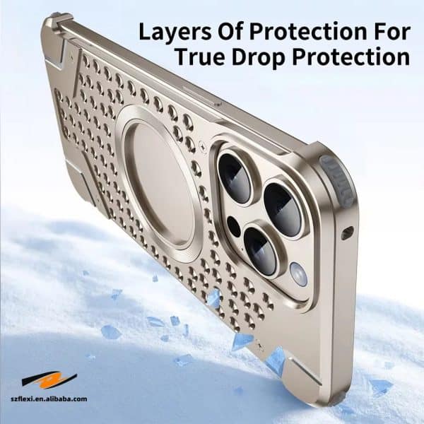 Titanium Alloy Rimless Case For iPhone 16 Pro Max Plus For Samsung S24 Ultra Strong Magnetic Heat Dissipation Metal Cases