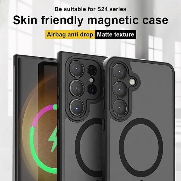 TPU PC Phone Case Magnetic Back Cover for Samsung Galaxy S24 S23 S22 Ultra Slim Shockproof Phone Case