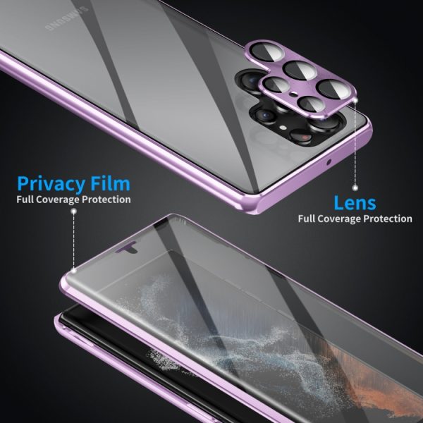 Wholesale Popular Phone Cover For Samsung Galaxy S23 Ultra 5G HD Full Cover Magnetic Metal Tempered Glass Mobile Phone Case