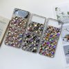 Women bling bling diamond clear phone case for samsung zfold 3 zflip 3 luxury case