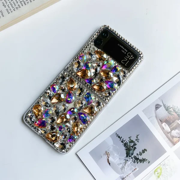 Women bling bling diamond clear phone case for samsung zfold 3 zflip 3 luxury case