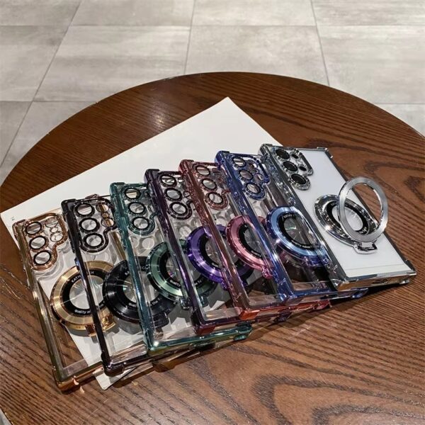 Luxury Plating Stand Shockproof Clear Case For Samsung | SPS061