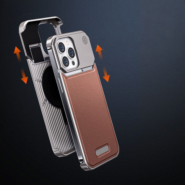 Aluminum Alloy Magnetic Phone Case For iPhone 14 Metal Phone Case Aromatherapy Leather Phone Cover For iPhones 15 Pro Max