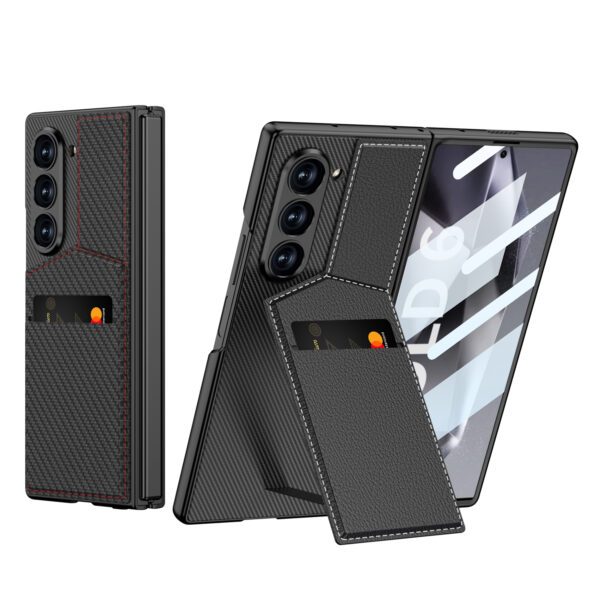 Credit Card Slot Holder Hinge Leather Case For Samsung Galaxy Z Fold 4 Z Fold 5 Fold 6 Flip 6 Leather Cover pocket