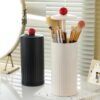 Large Capacity Press-to-raise Dustproof Organizer Brush Holder For Vanity Desktop Bathroom Countertop