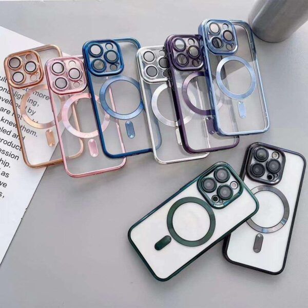 Luxury clear magnetic case for iPhone 16 Pro Max magnet case support wireless charging phone cases for iPhone 15 14 11 12 13