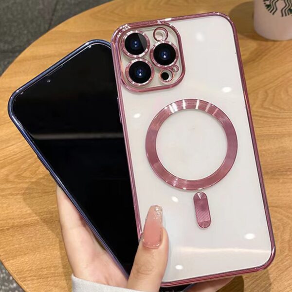 Luxury clear magnetic case for iPhone 16 Pro Max magnet case support wireless charging phone cases for iPhone 15 14 11 12 13