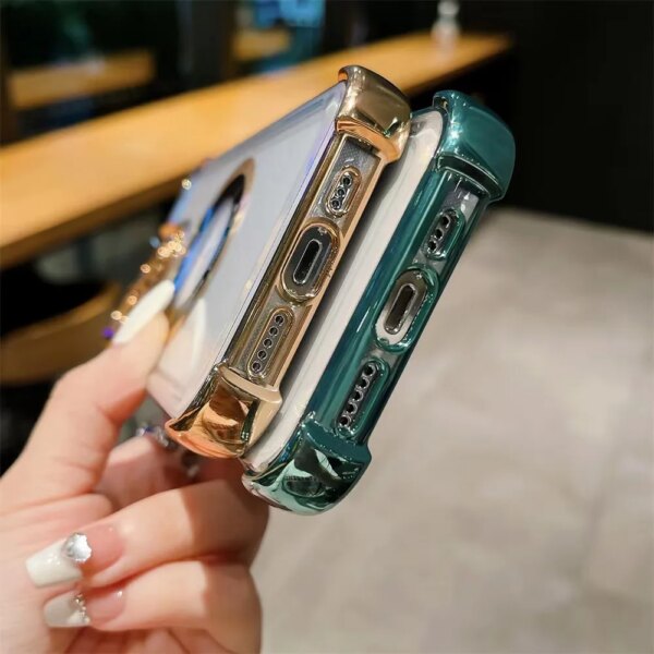 Wholesales Electroplate Transparent Magnetic Charging Phone Case For iPhone 16 Pro Max 15 plus 14 13 12 11 TPU PC Back Cover