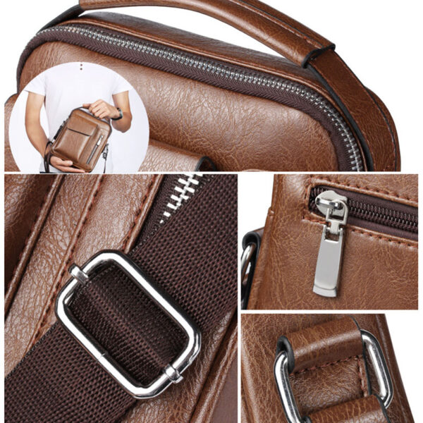 2024 NEW arrival men's pu leather bags fashion waterproof retro side bags men shoulder sling messenger bags