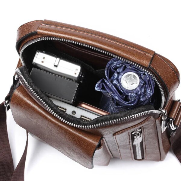 2024 NEW arrival men's pu leather bags fashion waterproof retro side bags men shoulder sling messenger bags