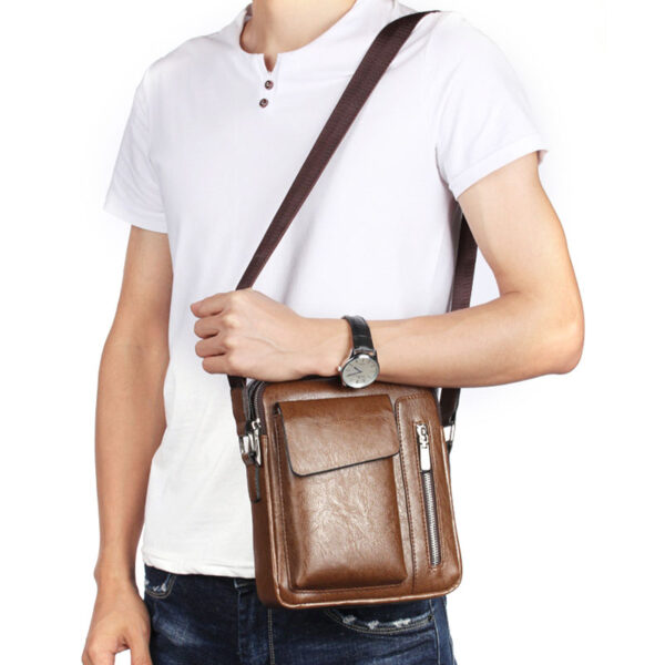 2024 NEW arrival men's pu leather bags fashion waterproof retro side bags men shoulder sling messenger bags