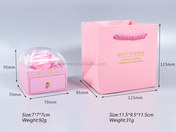 2025 Mother's Day Soap Flower Ring Pendant Box For Valentine's Day Gift Soap Rose Multiple Colors Box Of Jewelry