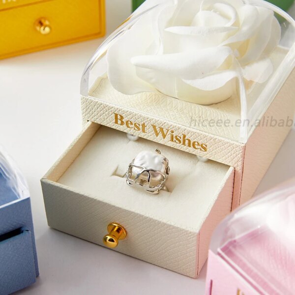 2025 Mother's Day Soap Flower Ring Pendant Box For Valentine's Day Gift Soap Rose Multiple Colors Box Of Jewelry