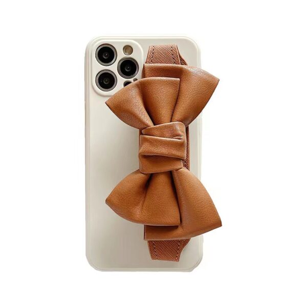 3D Leather Silicone Bow Bracelet Holder Phone Case for iphone 14 13 12 11 pro max Soft Camera Protection Cover for Samsung S21