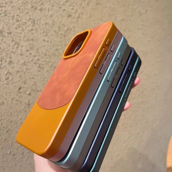 AilesTecca Luxury custom logo design phone back cover for iphone case PU leather hard PC shockproof phone case for iphone 16