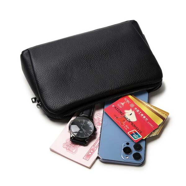 Custom Luxury Fingerprint Lock Fashion Purse Clutch Bags Purse Genuine Leather Men Handbag