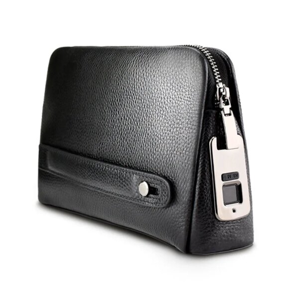 Custom Luxury Fingerprint Lock Fashion Purse Clutch Bags Purse Genuine Leather Men Handbag