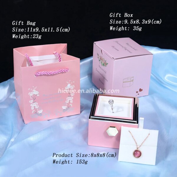 Factory Hot Valentines Day Gift Acrylic Rotatable Artificial Flower Necklace Ring Storage Box Soap Roses In Luxury Jewelry Box