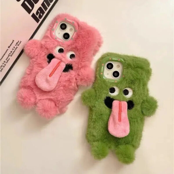 Fancy Plush Tongue Couples Phone Cases For iPhone 15 14 13 12 Pro Max Shockproof Cute Cover For iPhone 11 Girly Cases