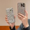 Fashion Hight End Silvery Triangle Pattern Soft Phone Case For iPhone 11 12 13 14 15 Pro Max Lens Protection Shockproof Case