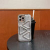 Fashion Hight End Silvery Triangle Pattern Soft Phone Case For iPhone 11 12 13 14 15 Pro Max Lens Protection Shockproof Case