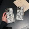 Fashion Hight End Silvery Triangle Pattern Soft Phone Case For iPhone 11 12 13 14 15 Pro Max Lens Protection Shockproof Case