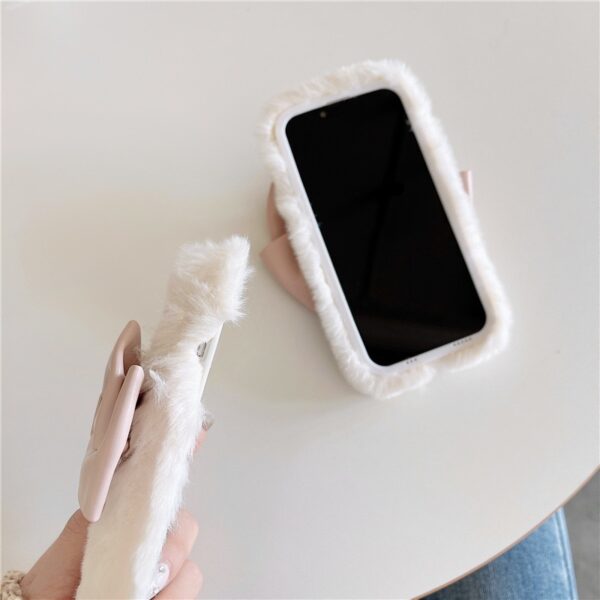 Fluffy Soft Phone Case For iPhone 15 14 13 12 11 Pro Max Leather Big Bowknot Cute Phone Case