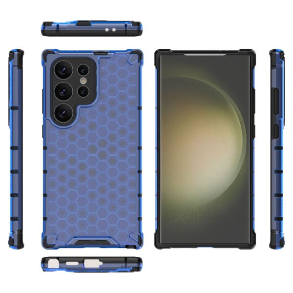 For Samsung Galaxy S24 Ultra S23 Ultra Honeycomb Armor Transparent TPU Cover For Samsung S22 S21 Plus PC Shockproof Cases