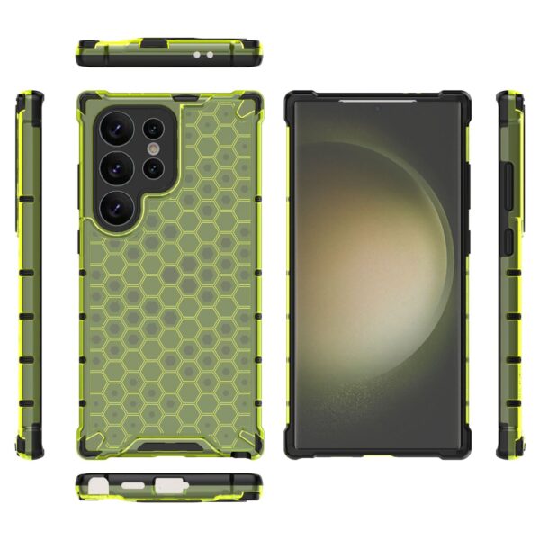 For Samsung Galaxy S24 Ultra S23 Ultra Honeycomb Armor Transparent TPU Cover For Samsung S22 S21 Plus PC Shockproof Cases