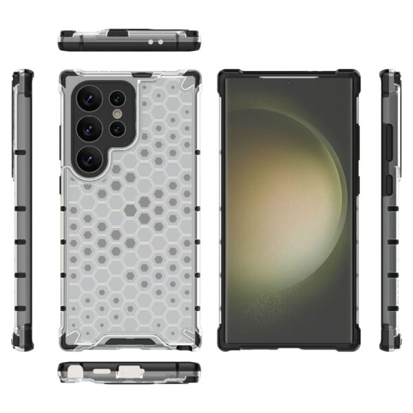 For Samsung Galaxy S24 Ultra S23 Ultra Honeycomb Armor Transparent TPU Cover For Samsung S22 S21 Plus PC Shockproof Cases