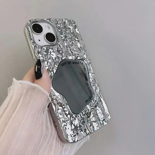 Glitter Shining 3D Rock Feeling Mobile Phone Case For iPhone 15 14 13 12 11 Pro Max Mirror Relievo Phone Case