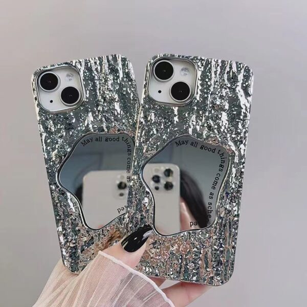 Glitter Shining 3D Rock Feeling Mobile Phone Case For iPhone 15 14 13 12 11 Pro Max Mirror Relievo Phone Case