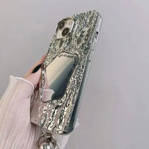 Glitter Shining 3D Rock Feeling Mobile Phone Case For iPhone 15 14 13 12 11 Pro Max Mirror Relievo Phone Case