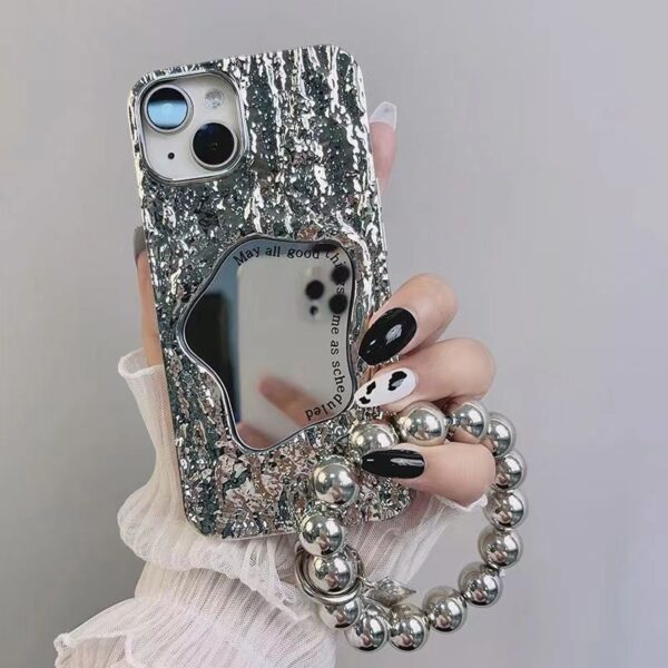 Glitter Shining 3D Rock Feeling Mobile Phone Case For iPhone 15 14 13 12 11 Pro Max Mirror Relievo Phone Case