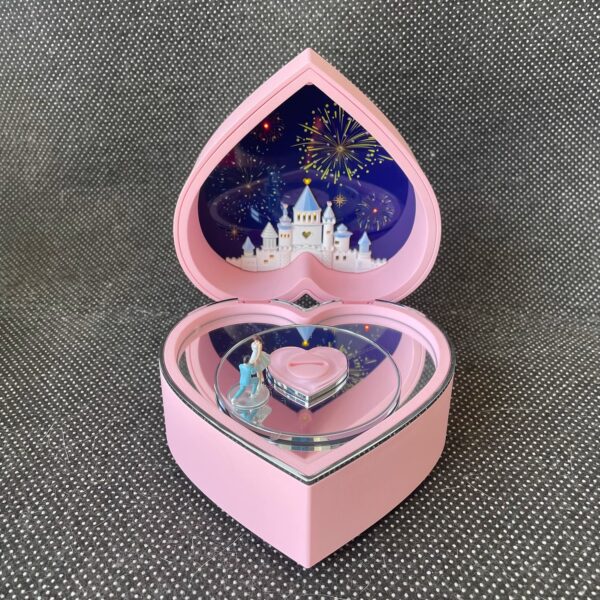 GR Exquisite Pink music round heart Jewelry Box Transparent Acrylic Dome Gift Box with Drawer Jewelry Preserved Flower Gift Box